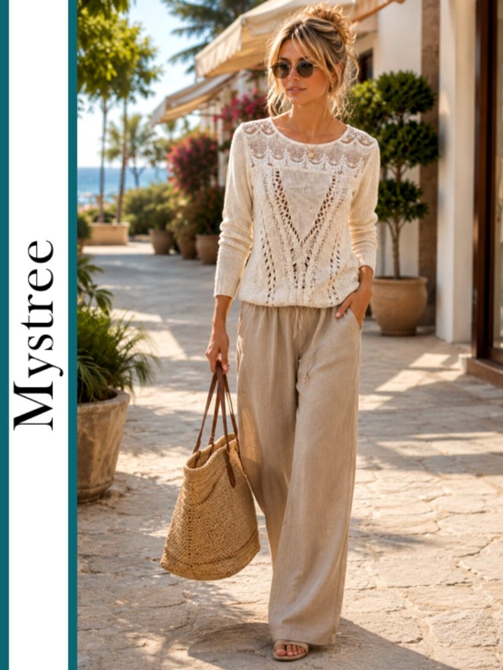 Mystree | Coastal Chic Crochet Knit Sweater Top - Picture 9 of 9
